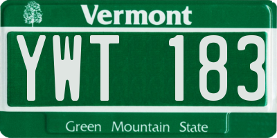 VT license plate YWT183