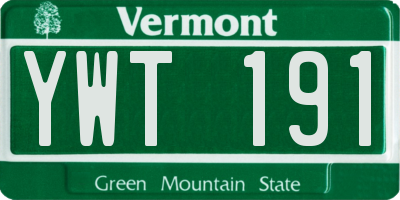 VT license plate YWT191