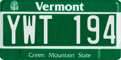 VT license plate YWT194