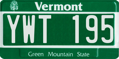 VT license plate YWT195