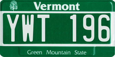 VT license plate YWT196