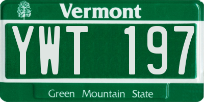 VT license plate YWT197