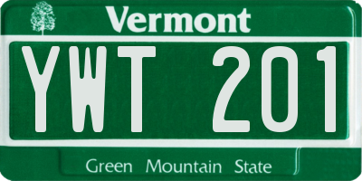 VT license plate YWT201