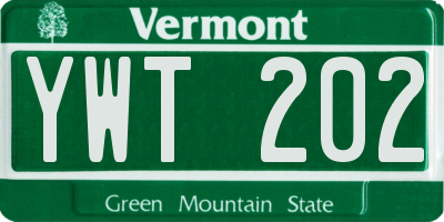 VT license plate YWT202