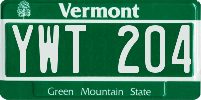 VT license plate YWT204