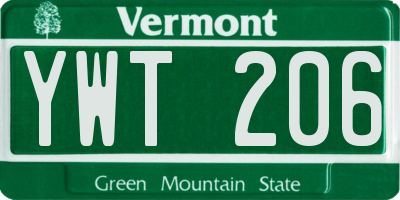 VT license plate YWT206