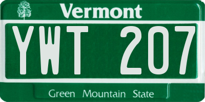 VT license plate YWT207