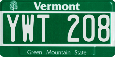 VT license plate YWT208