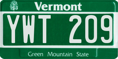 VT license plate YWT209