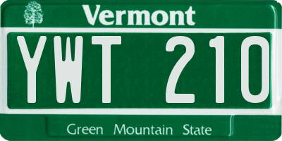 VT license plate YWT210