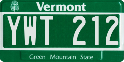 VT license plate YWT212