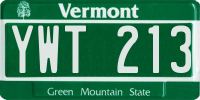 VT license plate YWT213