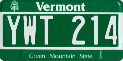 VT license plate YWT214