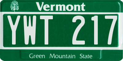 VT license plate YWT217