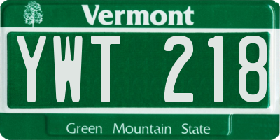 VT license plate YWT218