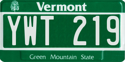 VT license plate YWT219