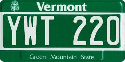 VT license plate YWT220
