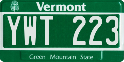 VT license plate YWT223