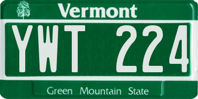 VT license plate YWT224
