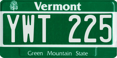 VT license plate YWT225