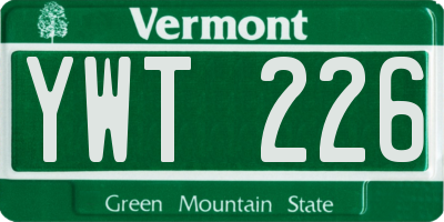 VT license plate YWT226