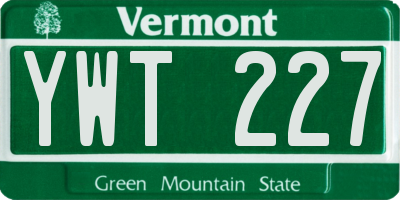 VT license plate YWT227