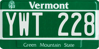 VT license plate YWT228