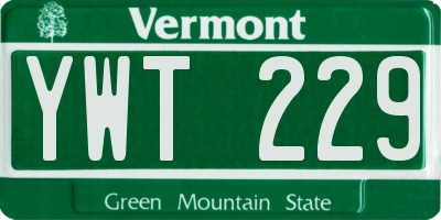 VT license plate YWT229