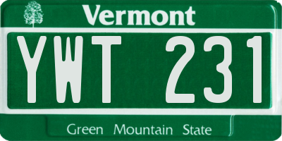 VT license plate YWT231