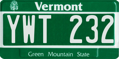 VT license plate YWT232