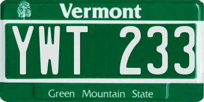 VT license plate YWT233