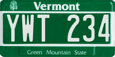 VT license plate YWT234