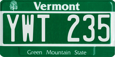 VT license plate YWT235