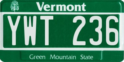 VT license plate YWT236