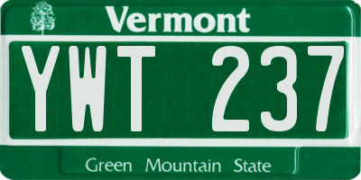 VT license plate YWT237
