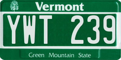 VT license plate YWT239