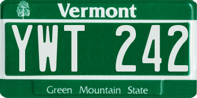 VT license plate YWT242