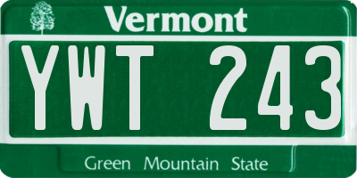 VT license plate YWT243