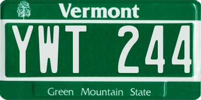 VT license plate YWT244