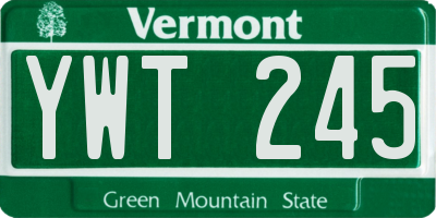 VT license plate YWT245