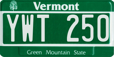 VT license plate YWT250
