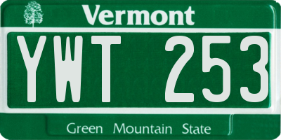 VT license plate YWT253