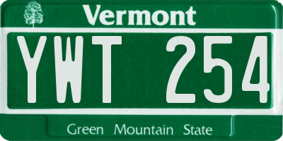VT license plate YWT254