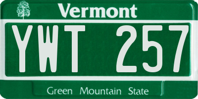 VT license plate YWT257