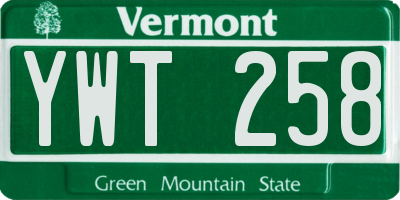 VT license plate YWT258