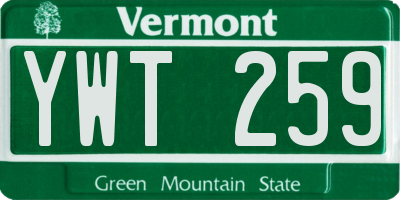 VT license plate YWT259