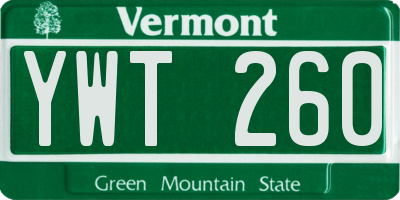 VT license plate YWT260