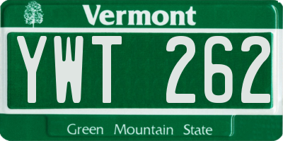 VT license plate YWT262