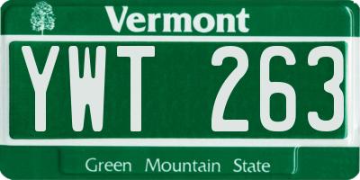 VT license plate YWT263