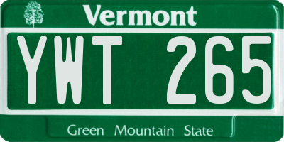 VT license plate YWT265
